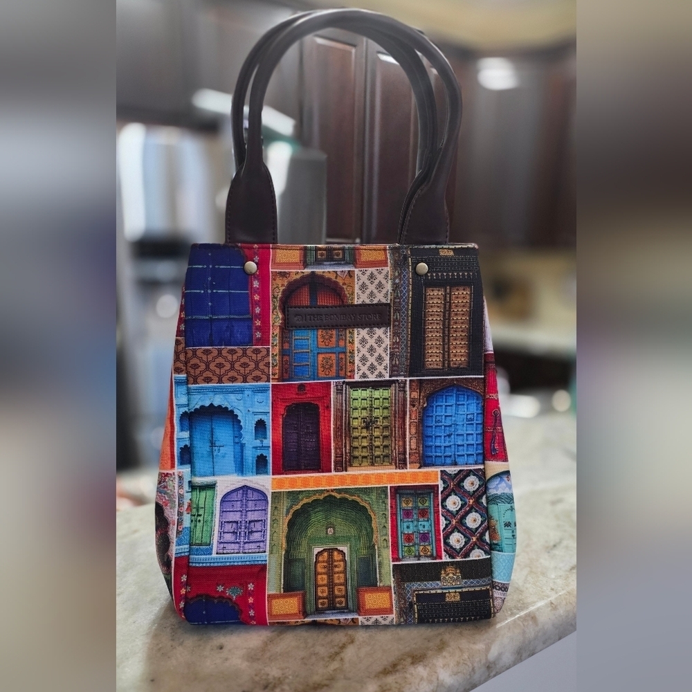 The Bombay Store Colorful India Door Print Mini Tote Bag
